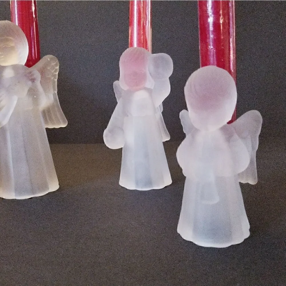 Vintage Bloomingdale's frosted crystal angel candleholders